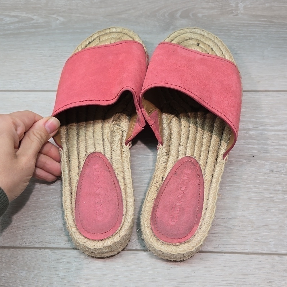 Coach Women Espadrille Leather Sandals shoes flats sz 8B - Picture 4 of 13